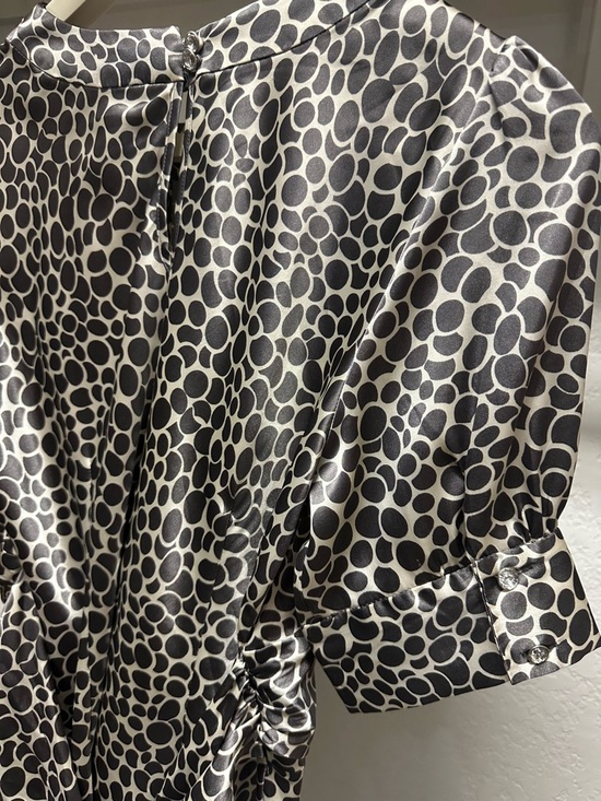 Vertigo Paris Black and White Polka Dot Satin Blouse with Tie Detail - Picture 6 of 7